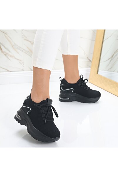 Botinelli Teniși de damă cu platformă neagră de la Textil Tarina, mărimea 39