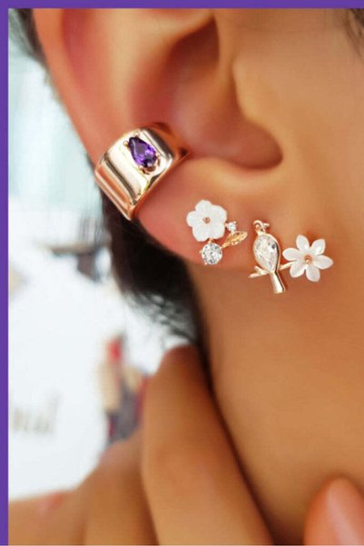arcina jewellery Mini Flower Earrings - 925 Sterling Silver Rose Gold Plated
