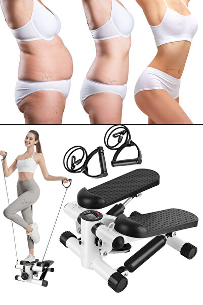 Shopura Mini Stepper Egzersiz Aleti - Adım Bandı Step Direnç Kayışlı, Dijital...