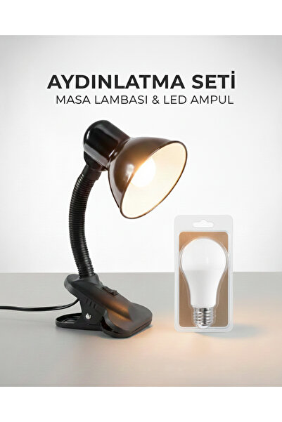 Kendal KML201 MASA LAMBASI — E27 DUY / 80×200 mm + KES170 6500K AMPUL İLE BİR...