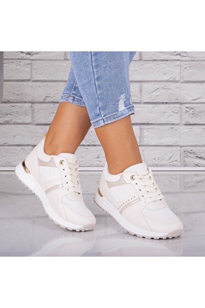 Botinelli Pantofi sport bej pentru femei din piele/textil Alnoa, mărimea 38