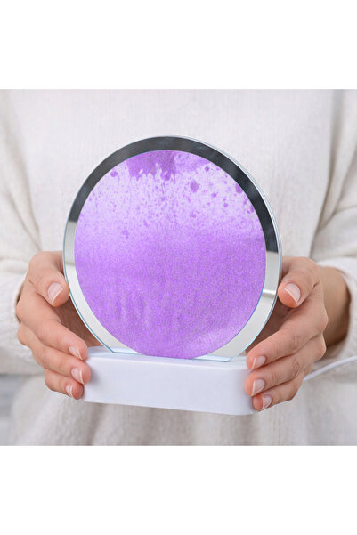 Özel Tasarım Işıklı Dekoratif Sulu Yuvarlak Kum Saati | 360° Döner Cam Masaüs...