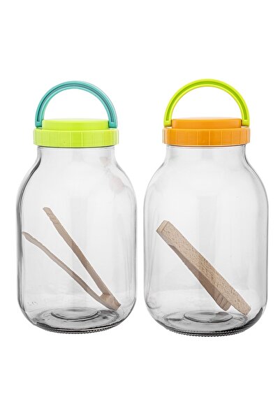 ALTOM DESIGN Βάζο για τουρσί, γυάλινο, 3 λίτρα, ξύλινη λαβίδα