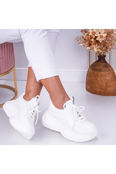 Botinelli Teniși albi pentru femei din piele de cuișoare, mărimea 39