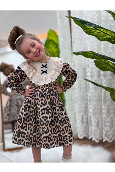 ALYA BUTİK فستان بناتي منتفخ بنقشة الفهد من أليا بوتيكس