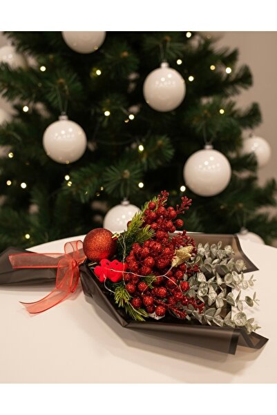 Maide Jewelry Yılbaşı Solmayan Led Işıklı Güllü Kokina Buketi Yeni Yıl Hediye