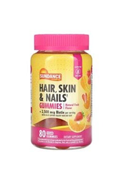 SUNDANCE فيتامينات، حلوى للشعر والبشرة والأظافر، بنكهة الفواكه الطبيعية، 80 قطعة حلوى نباتية