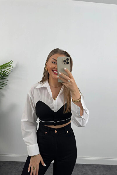 Chef d'atelier Women's Bustier Effect Design Crop Shirt