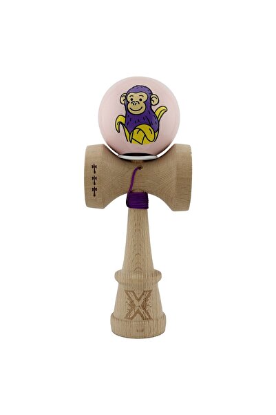 Flippy Kendama X Originala, Flippy, Pink Monkey Super Sticky cu Cupe Mari V3, King Size Cups, Roz