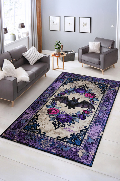 Realhomes Görkemli Kelebek ve Çiçek Desenli Yıkanabilir Kaymaz Taban Salon Ha...