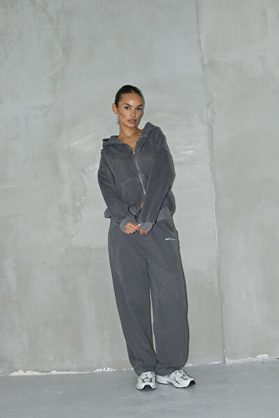 South Coast Fermuarlı Kapüşonlu Sweatshirt Ve İnce Kemerli Eşofman Pantolon T...