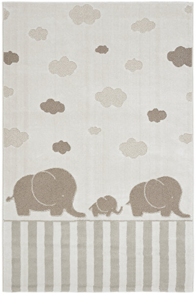 Cool Halı Smile Krem Bej Bulut Desenli Yumuşak Parlak Doku Makine Dokuma Kola...