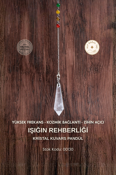 Alp Doğal Taş Sertifikalı Kristal Kuvars Pandül - Işığın Rehberliği