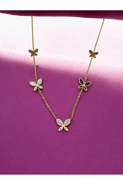 Arya ÇELİK GOLD SIRALI KELEBEK KOLYE