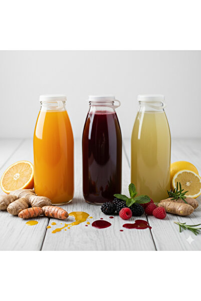 junibeliw 3 قطع زجاجات بلاستيكية فارغة من باشاباهج للعصير والحليب والماء مع غ...