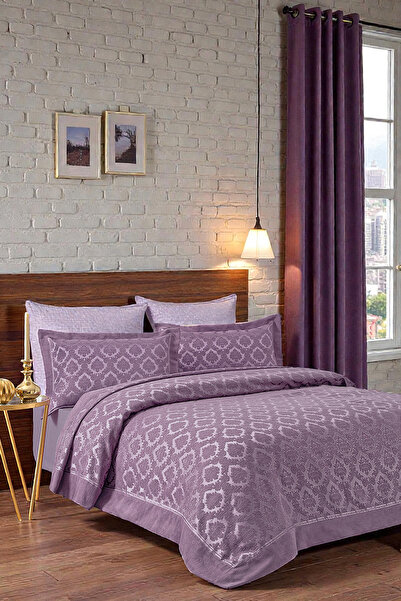 BİRHOME Lizzy Pano Chenille Double Bedspread 240X250Cm (Plum)