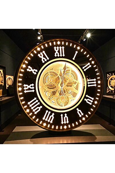 Kuzey Tacı Ledli Mekanik Dişli Detaylı Lüks Duvar Saati – Altın Renk Göbekli ...