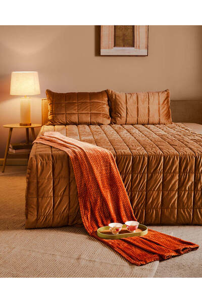 REDTAG Brown Ombre Jacquard Flannel Blanket