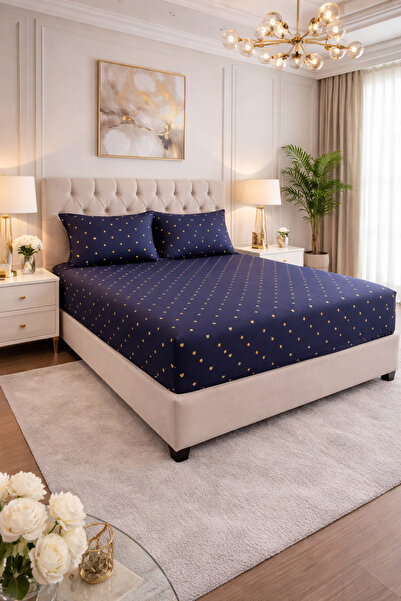 LaraLisa Patterned Elastic Sheet 2 Pillowcases Combed Cotton Sheet Set