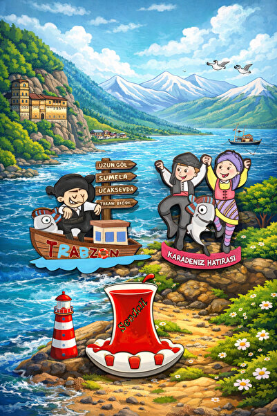 seymenbıçakçılık Karadeniz Hatırası Magnet Seti | Trabzon Temalı Buzdolabı Ma...