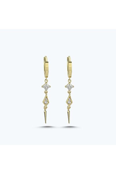 Altınbaş Altın Sallantılı Taşlı Halka Küpe