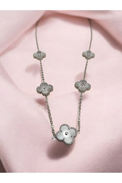 Arya ÇELİK GÜMÜŞ SIRALI YONCA KOLYE