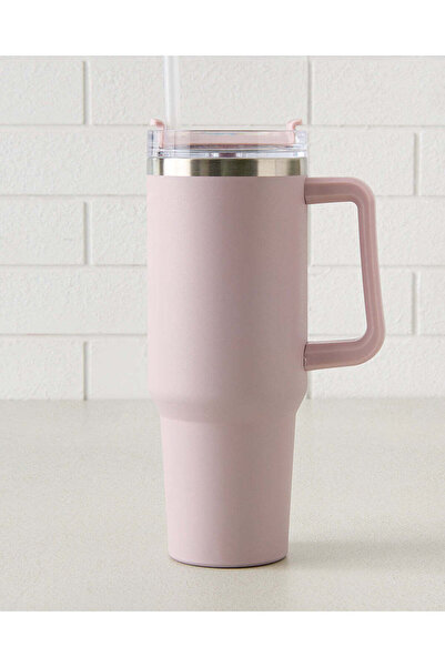REDTAG Pink Travel Mug With Straw