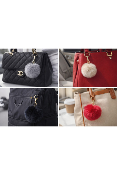 SİSTEM PELUŞ مجموعة جديدة من 4 قطع من سلسلة المفاتيح الفاخرة المصنوعة من القطيفة - مجموعة إكسسوارات زينة للحقائب وحامل مفاتيح