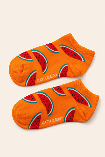 Katia&Bony جوارب بناتي منقوشة بالفواكه باللون البرتقالي
