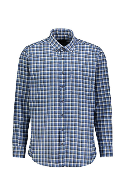 FINESUITS Мъжка фланелена риза с каре 2522204016.FEKC