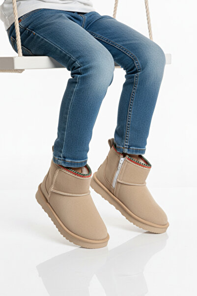 Cool Cizme pentru fetiță din piele de căprioară bej, cu blană în interior, re...