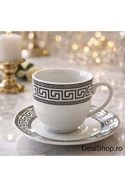 dealshopromania Set de 6 cești de cafea Imperial din porțelan 180 ml cu farfu...