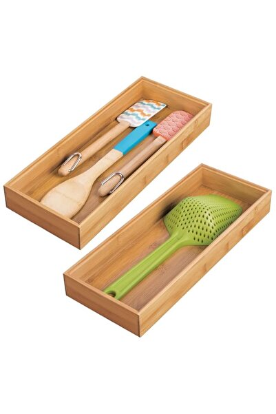 Generic mDesign Wooden Bamboo Kitchen Drawer Organizer Box Tray, Stackable St...
