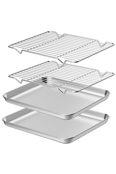 Generic Wildone Stainless Steel Baking Sheet & Cooling Rack Set [2 Sheets + 2...