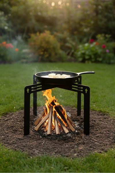 Grandmix Taşınabilir Metal Kamp Ateşi Sacı ve Tencere Standı Katlanabilir Out...