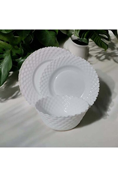dealshopromania Serviciu de cină 6 persoane 18 bucăți opal alb Elegance and S...