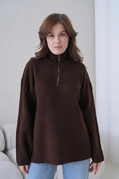 Park Karon Γυναικείο πουλόβερ ψηλός λαιμός με φερμουάρ με μισό πάτο με μαλακή...