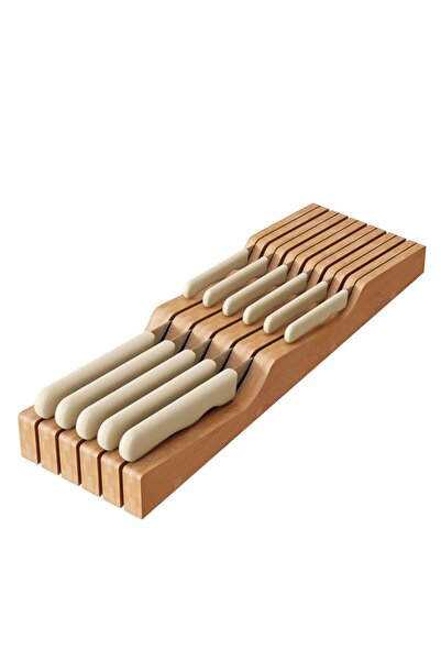 Generic GHWIE In-Drawer Knife Block Organizer - Bamboo Wood Drawer Knife Orga...