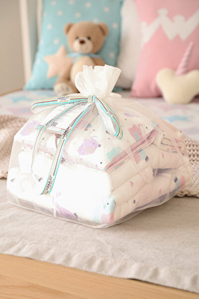 HAMUR Newborn 6-Piece Mother and Baby Care Set; Blanket, Diaper Changing Pad, Multi-Purpose Bag Organizer Elephant