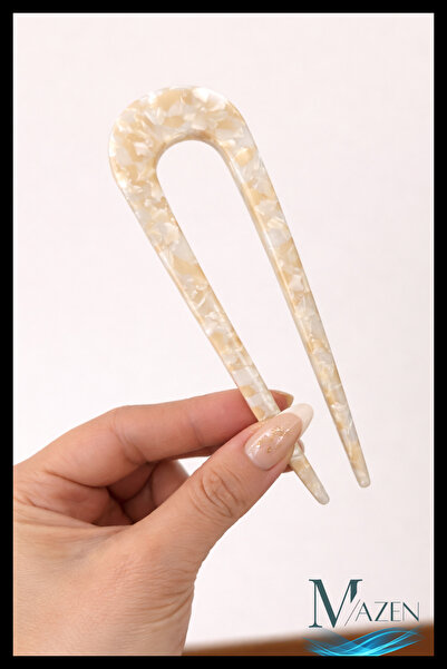 MAZEN Marble Patterned U Knob Buckle |   Acetate Hair Clip Convenient Use