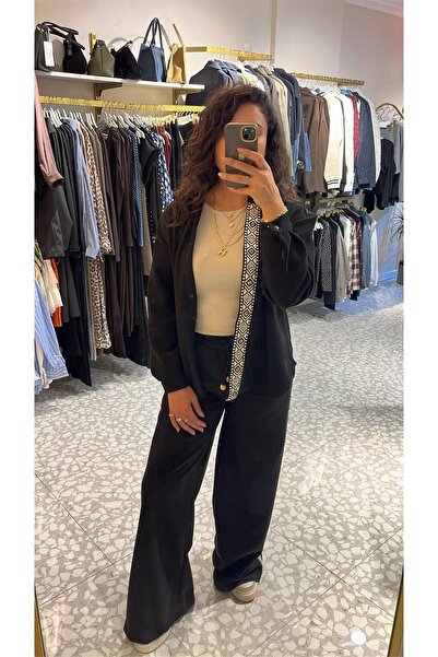 MU&ME BOUTİQUE قميص من جلد الغزال مطرز