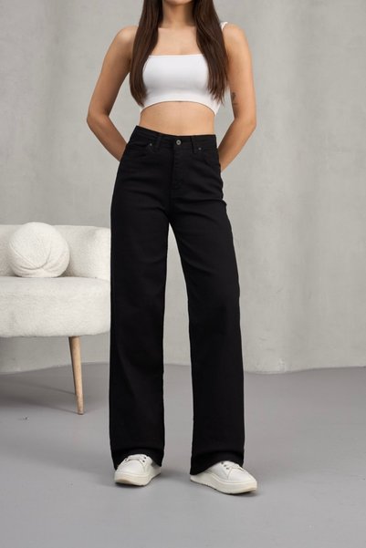 Maıson De Mode Palazzo Siyah Yüksek Bel Jeans
