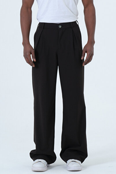 RELAXL Plus Size Wide Leg Palazzo Men's Trousers Bitter Brown