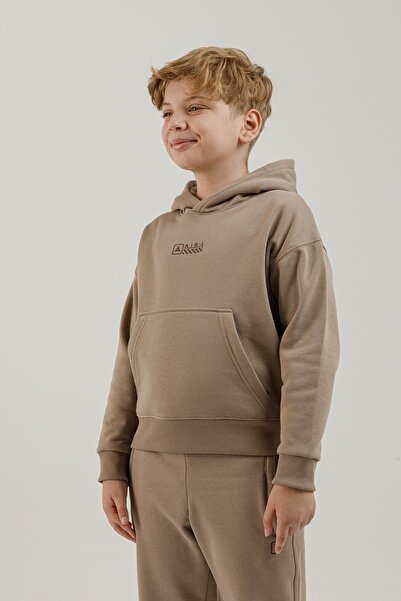 Airlife Border FZ.7 Kanguru Cepli Genç Çocuk Kapüşonlu Sweatshirt Kahverengi