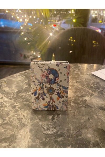 GÜLNAR BİJUTERİ Kadın Baskılı ve Taşlı Cep Aynası – Çanta Boy – Dekoratif Tas...