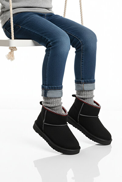 Cool Cizme pentru fetiță din piele de căprioară neagră, cu blană în interior,...