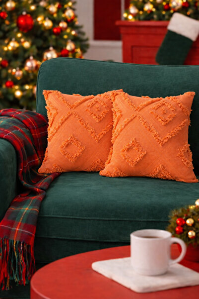 Halımax Cloud Plush Decorative 2-Piece Throw Pillow Cover Washable Design Polyester Jacquard Welsoft 43X43Cm