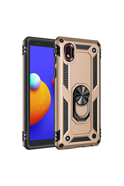 NewFace غطاء حماية سامسونج جالاكسي A01 كور من السيليكون مع حلقة صوفيا - ذهبي