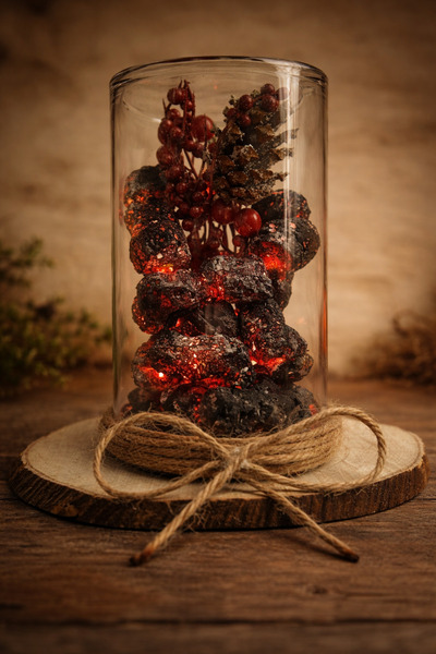 ZELORA Ledli Cam Fanus – Sıcak Alev Görünümlü Dekor