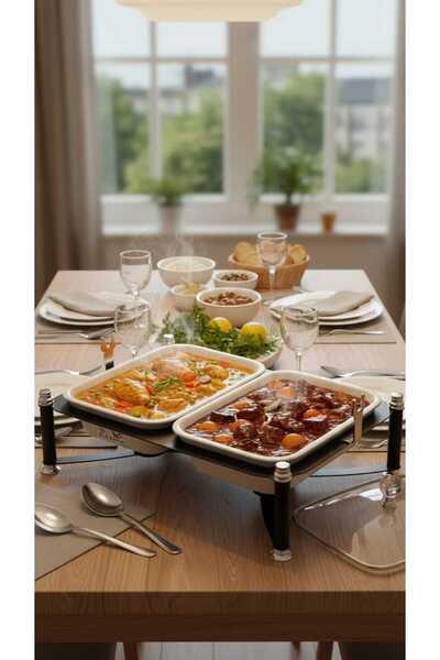 Generic Buffet warmer, rectangular double serving dish, 12 cm, with a modern and elegant design.